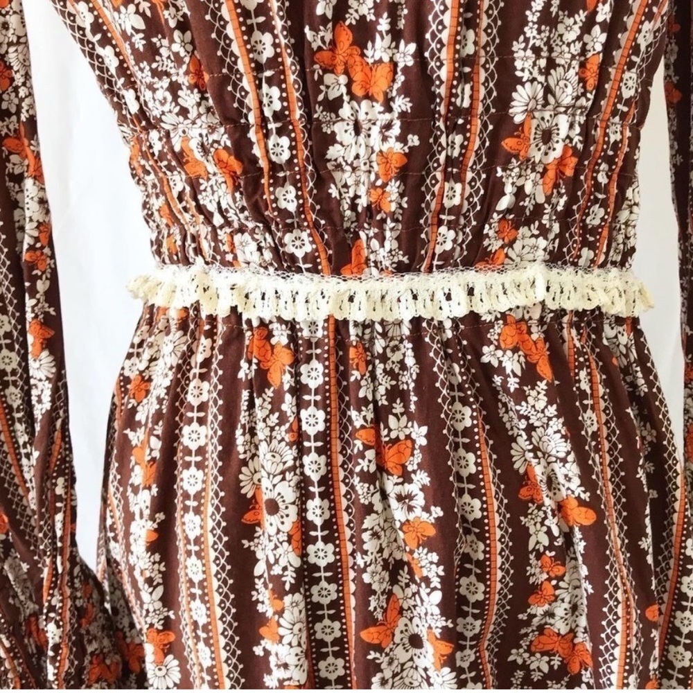 Floral Vintage Long Sleeve 70s Maxi Prairie Dress - Picture 2 of 6